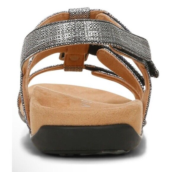 Vionic Sandal Womens 6 Wide Amber Black Metallic Adjustable Sandal New - Picture 3 of 7